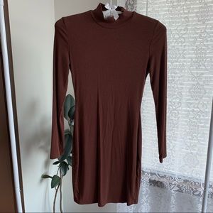 Mock Neck Ribbed Bodycon Dress